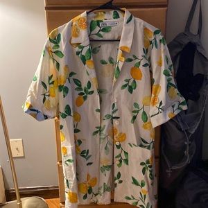 Women’s Zara Lemon Design short sleeve button down dress
